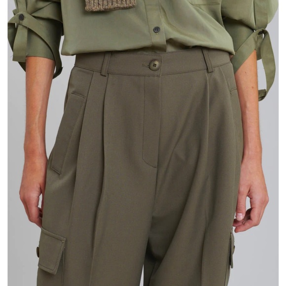 FRANKIE SHOP Maesa Cargo Trouser Pants Olive XS - Picture 10 of 14